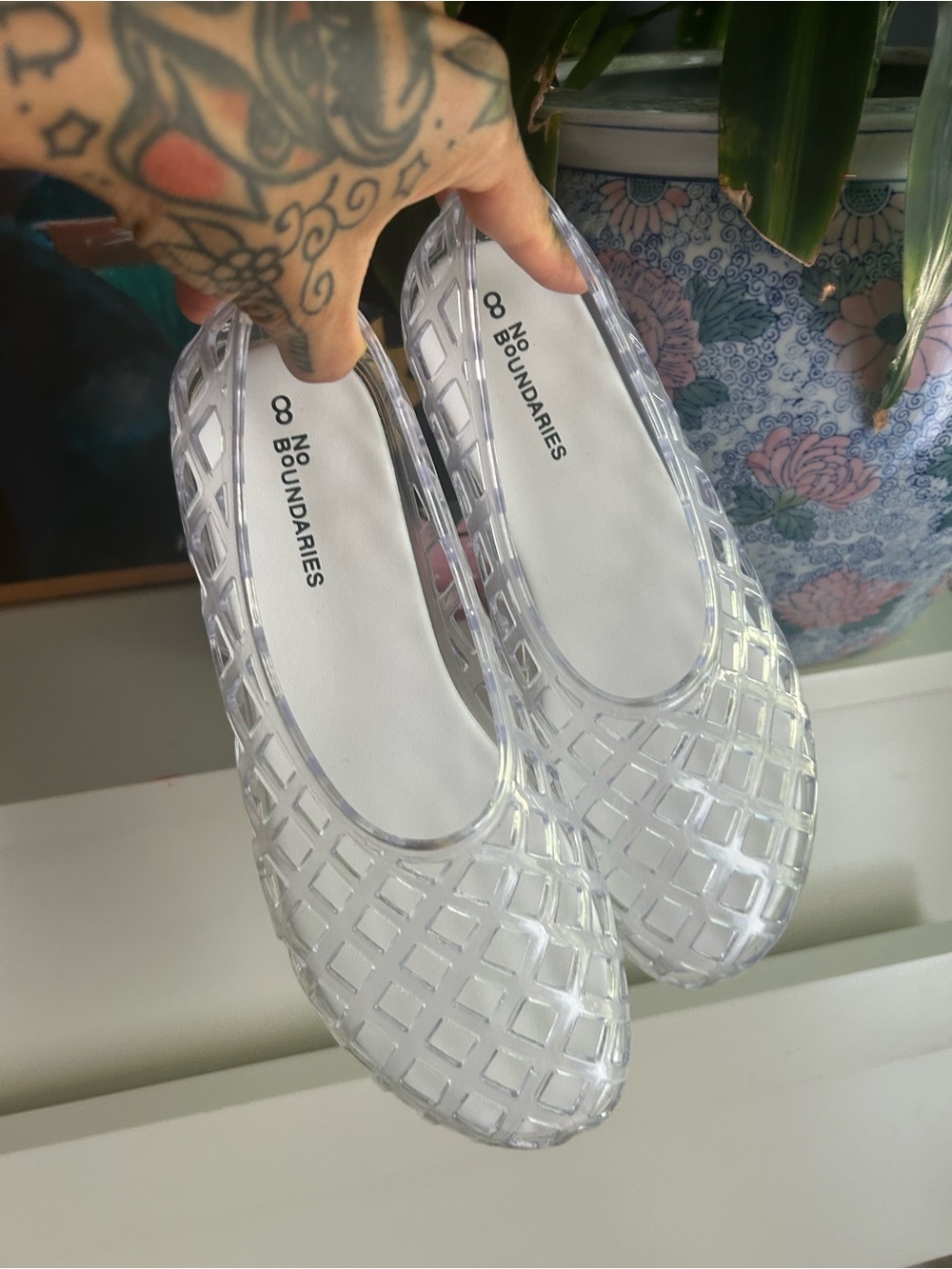 No Boundaries Clear Jelly Cage Ballet Flats Shoes Size 8 Y2K Festival Beach - Picture 2 of 11